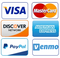 Payments Accepted: Visa, MasterCard, Discover, American Express, PayPal, Venmo